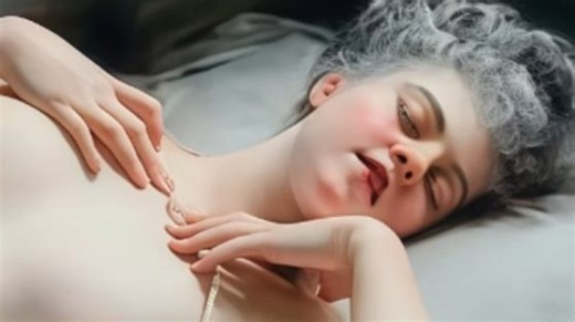 油画赏析：一幅特别舒服的画，法国女画家玛德莲·勒梅尔1906年画的《玛农的沉睡》！