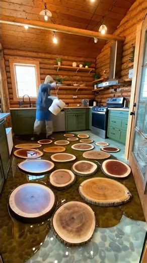 Turning wood rounds into art for the home 🏡 #shorts