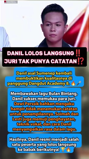 🔥 Danil Sumenep Lolos Langsung! Juri Sampai Tak Punya Catatan #viral #fyp #reels #shorts