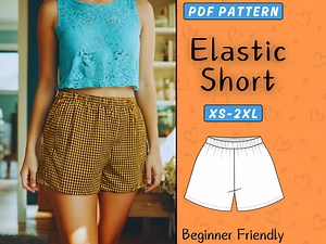 Shorts Sewing Pattern PDF | Elastic Shorts Pattern, Easy Summer Women Waistband Shorts, High Waist Wide Leg Shorts Patterns for Beginner - Etsy