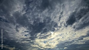 Typhoon day in summer. Clouds are constantly changing shape in the blue sky. 4K sky cloud time lapse.