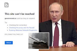 Kremlin websites go DOWN as 'hackers broadcast Ukrainian songs' over invasion