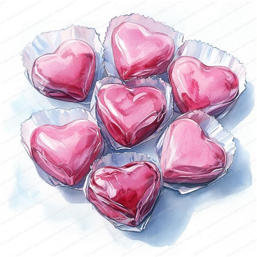 24 Candy Heart Clipart | Sweet Romantic Graphics | Printable Watercolor Clipart | High Quality Jpgs | Paper Craft | Junk Journal - Etsy