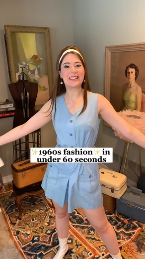 Gabi’s Vintage! on Instagram: "🌼1960s fashion trends in under 60 seconds🌼 You know I LOVE the colorful, youthful styles of the 60s! So today I decided to delve into some of the trends I think make it so iconic: 1. Rain bonnets to protect your hair. They look like a polly pocket toy, but actually would’ve been on your purse as a keychain in case you got caught in rain and unfolded into a plastic bonnet to protect your hairdo! (Grandma found this one) 2. Dickeys! My FAVORITE accessory! They add 