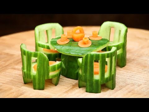 Art In cucumber chair & dining table Sunshine – Vegetable Carving & Cutting Garnish