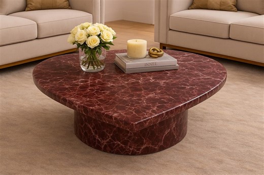 Red Levanto Marble Coffee Table – Handmade Italian Style Luxury Center Table - Etsy
