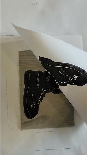 Lino print reveal of my Dr. Martens boot