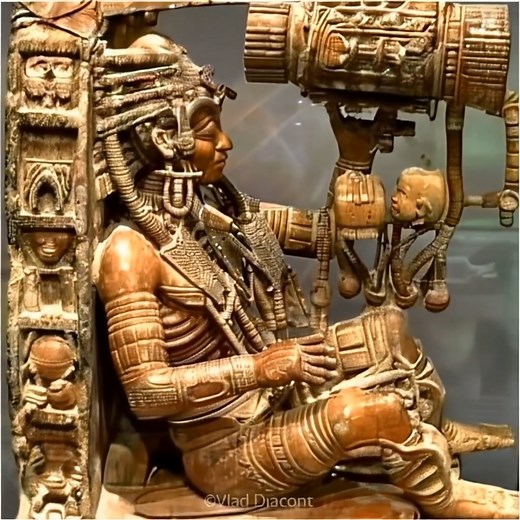 See more 👉 👉 https://a45.eternalhistories.com/1457/ The enigmatic figure known as the Mayan Palenque Astronaut has intrigued scholars and enthusiasts for decades. Found on the sarcophagus lid of Pakal the Great in Palenque, this depiction has ignited debates regarding possible links between the Mayan civilization and alien life. Might this detailed carving depict an ancient astronaut piloting a spacecraft, hinting at a profound relationship with beings from beyond our planet? See more in the c
