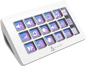 AJAZZ AKP153 Stream Controller 15 Macro Keys LCD Custom Keyboard for Desktop Productivity, Detachable 40˚ Anti-Slip Stand, LED Touchscreen Buttons Works with PC and Mac