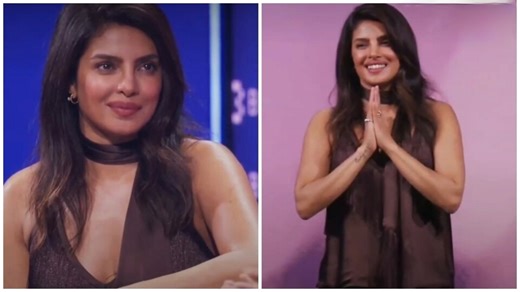 Priyanka Chopra Stuns at Bridge Summit Abu Dhabi in Elegant Deep Plum Skirt and Blouse Ensemble