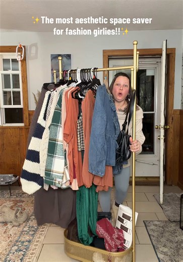 The most aesthetic gold ROLLING clothing rack for fashion girlies!!! 💕 #goldclothingrack #closetorganization #ttssoutheast #tiktokshopcybermonday #tiktokshopblackfriday