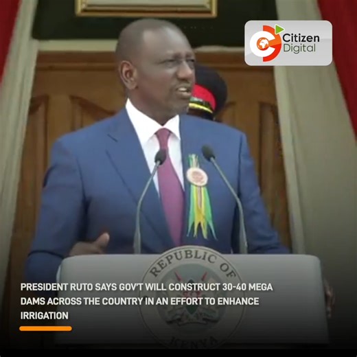 103K views · 3.4K reactions | President Ruto says the government will construct 30-40 mega dams across the country in an effort to enhance irrigation | Citizen TV Kenya | Facebook
