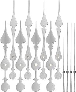 Clock Hands Replacement (8 Set, Silver, Classic) for Clocks with Face Diameter of 320mm/12.60in or More, Thick Shaft Motors Battery Powered Mechanism, DIY Analog Watch Repair Kit Operated Parts