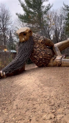 📍Germfask, MI: Population 469 1 Troll This 30-foot-long and 14-foot-tall art installation by Danish recycle art activist Thomas Dambo is in the heart of Michigan's Upper Peninsula along the picturesque Manistique River at the Northland Outfitters campground in the city of Germfask. Dambo completed “Benny the Beard Fisher” earlier this year and has created over 100 troll sculptures in 17 countries. This masterpiece was assembled with recycled wood flooring from a local company as well as branche