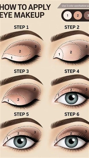 🎨 How to Apply 3-Color Eyeshadow in 6 Easy Steps! 👁️✨ #EyeMakeup #EyeshadowTutorial