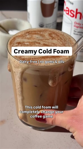 Cold foam upgrade 🤗 Creamy and delicious! cold foam recipe: 3tbs Forager Project cinnamon vanilla creamer, 2tbs Forager Project cashew milk, 1tsp brown sugar, dash of cinnamon. In an electric frother, combine ingredients and mix on the cold setting. A hand frother won't give you the same dreamy consistency. Pour your shot(s) of espresso over ice, add Forager Project Cashew Milk and top with the perfect cold foam. Enjoy! 🤍 #foragerproject #coldfoam #coffee #dairyfree