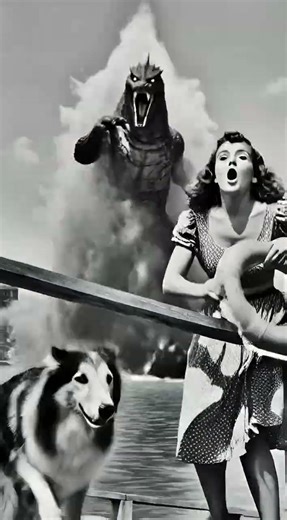 Godzilla Attacks Woman on Pier with Dog #LookSeeTravel #Travel #godzilla
