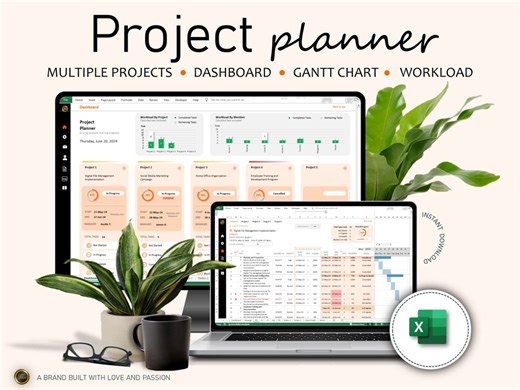 Project Planner, Project Tracker, Project Management Template, Gantt Chart, Project Manager, Task Tracker, Excel Spreadsheet, Excel Template - Etsy