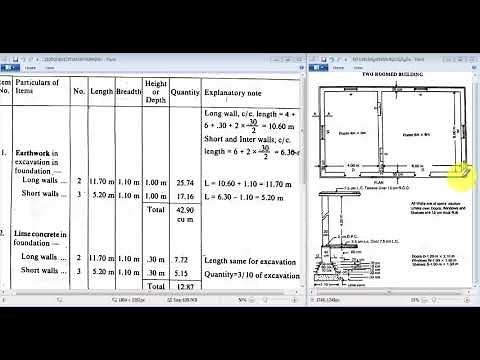 (Part I: Earthwork) Estimation of two roomed building (long wall short wall method)
