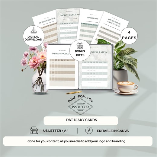 DBT Diary Card Template for Therapists, Coach, Lead Magnet, Canva Dbt Tool, Client Homework, Therapist Resource, Coaching,brand Kit Bonus - Etsy Canada