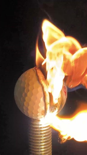 Laser Makes Golf Ball a Comet – Insane Flame Tail #oddlysatisfying #lasercutting #asmr #destruction
