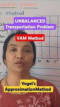 VAM Method || Vogel's Approximation Method || Unbalanced Transportation Problem in Telugu ||