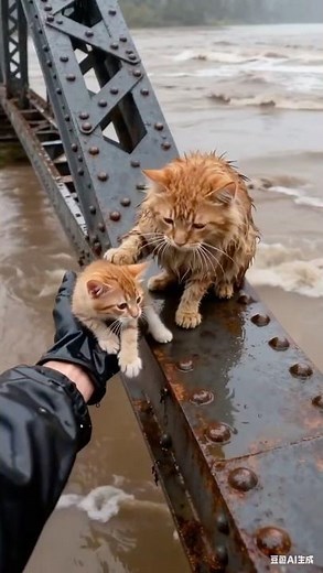 🐱🎥💦 POV GoPro Rescue: Soaked Cat Mom Hands Her Kitten to a Human Hero During Flood! 🚤🌧️