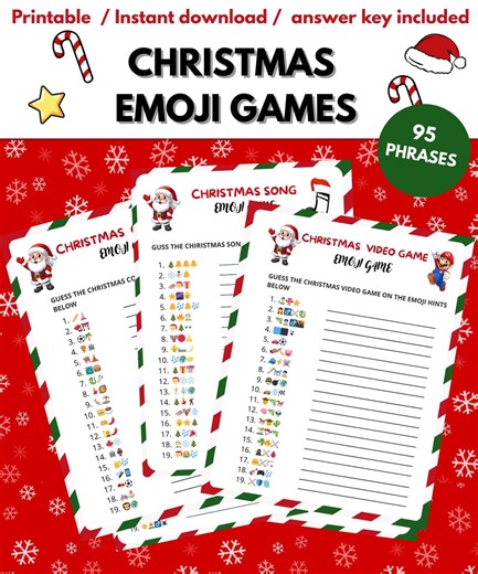 Christmas Emoji Game Pack, Christmas Movies TV Shows, Songs, Video Games, Emoji Pictionary Game With Answers, Printable Christmas Party Game - Etsy Canada