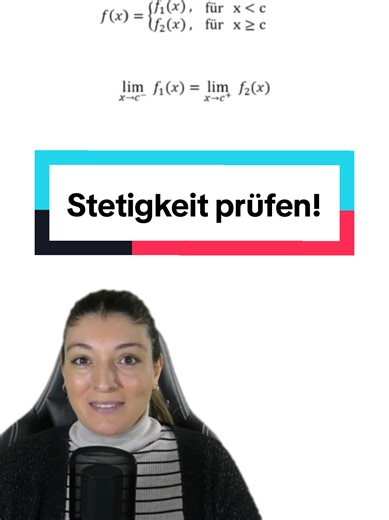 Hat diese Funktion einen Sprung oder geht sie nahtlos weiter? 🤔 Heute schauen wir uns die Stetigkeit von abschnittsweise definierten Funktionen an! In diesem Video rechne ich eine typische Klausuraufgabe mit dir durch. Du willst noch mehr Übung? 🚀 Das komplette Video mit ausführlichen Erklärungen und weiteren Aufgaben findest du auf meinem YouTube-Kanal (Link in Bio!). Schnapp dir einen Stift und rechne mit! #mathe #stetigkeit #oberstufe #analysis #mathelernen