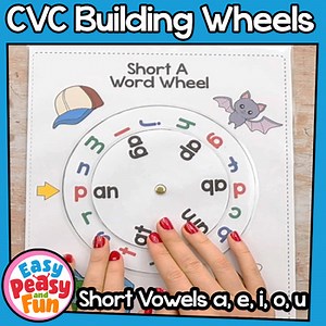 CVC Short Vowels Word Building Wheels | Word Family Centers & Activities