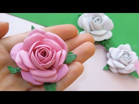 Easiest way to make a foamiran rose/Foam Rose Tutorial/Easy Rose DIY/DIY Foam Flower