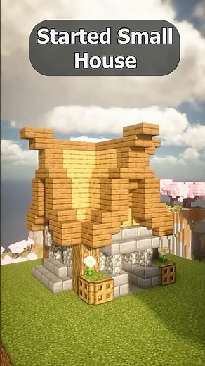 Easy Minecraft Stone & Wood House #shorts #build