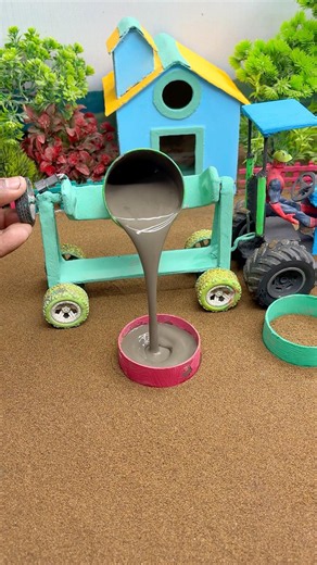 😱 Real Working Mini Tractor Making Cement Pillar | Amazing DIY Construction Machine 🚜#shorts