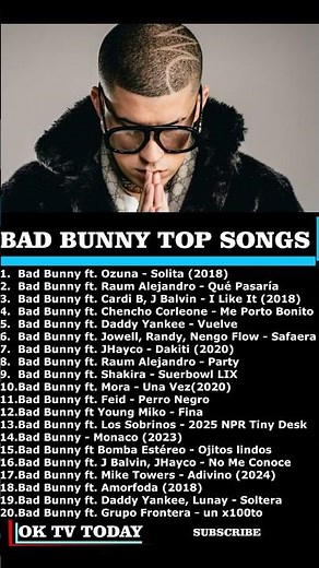 Bad Bunny Top Songs - Every Bad Bunny Song - Superbowl LX Playlist 4K #badbunny #superbowllx
