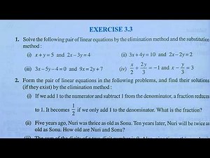 Class 10th maths l Exercise 3.3 l Chapter 3 l Pair Of Linear Equations In Two Variable l Ncert