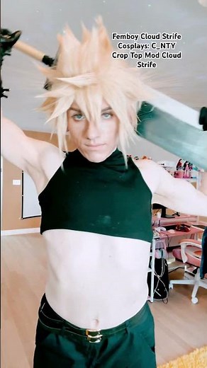 C_nty Crop Top Mod Cloud Strife Cosplay ☁️🐶🖤FemboyCloudStrife #cosplay #cloudstrife #finalfantasy