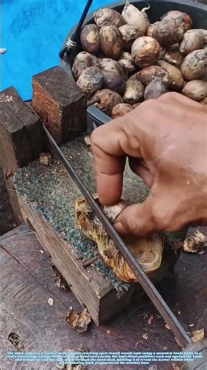 Nut Processing: Manual Shelling with Traditional Blade