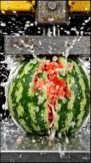 Watermelon 🍉 vs. hydraulic pressure 😨 #aicontent #ai #aiexperiment