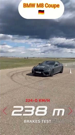 BMW M8 Competition Brake Test at 224 KM/H! 😱🔥 #Shorts