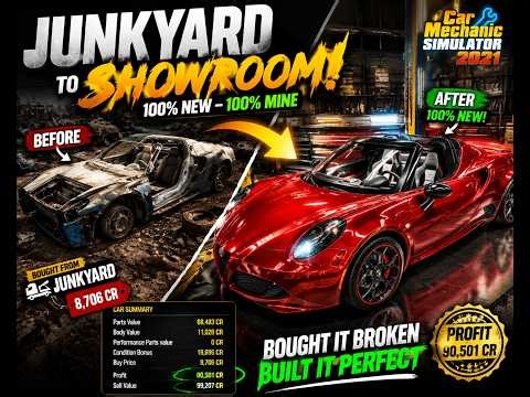 Junkyard Car Restored to Alfa Romeo 4C Spider – Sold for 99,000 CR! | Car Mechanic Simulator