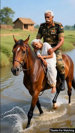 Senior Indian Soldier Saves Grandma and Builds Watermelon Ship for Her #shorts​ #ai​ #army​ #save​