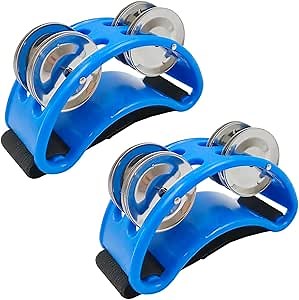 2 pcs Foot Tambourine, findTop Foot Shaker, Tambourines for Adults, Collocation Drums, Guitars, Metal Bells, for Concerts, Parties, Welcome Ceremonies, etc (blue)