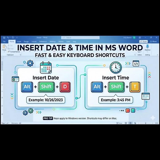 Date & Time Short Cut Keys In MS Word