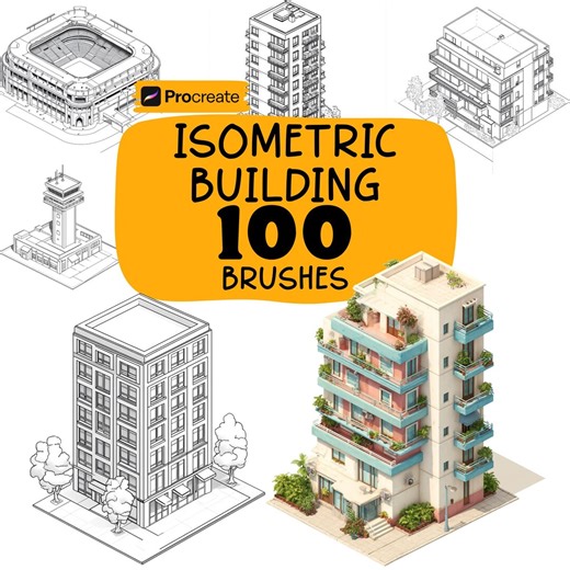Procreate Isometric Building Brushes, 100  Isometric Building Procreate Stamps,isometric Home Bundle Procreate Brushes, Homes Procreate - Etsy