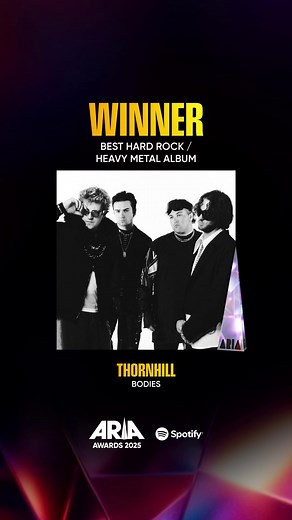 Big congrats to the Best Hard Rock / Heavy Metal Album winner Thornhill 🤩 #Bodies #ARIA #ARIAAwards #spotify #Thornhill #ilovesydney #feelnewsydney | ARIA