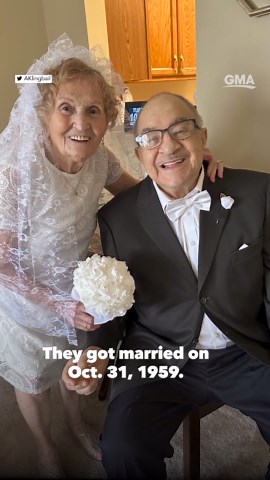 Couple celebrates 64th wedding anniversary by dressing as bride, groom on Halloween