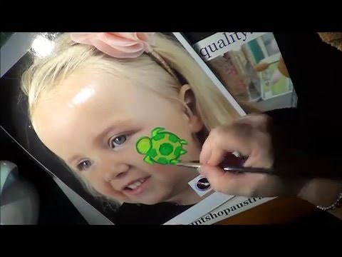 How to face paint a simple baby turtle cheek art for beginners