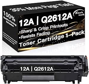 Compatible 12A Printer Toner Cartridge Q2612A Used for HP LaserJet 1012/1015 1018/1022 1020/3015 3020/3030 M1319f M1005 1022nw 1022n 3050 3050z (1-Pack, Black)