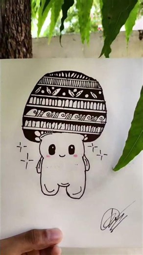 🍄 Cute Doodle Art in Nature 🌿✨ #shorts