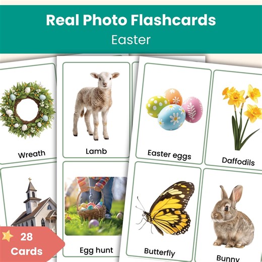 Printable Easter Flashcards | 28 Easter and Spring Vocabulary Cards | Preschool & Early Years Learning Resource - Etsy